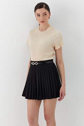 دامن مشکی زنانه چاپی Shopping Shop - کد 925647458