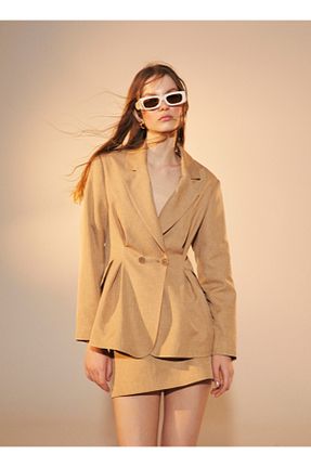کت قهوه ای زنانه دو جیب Nazlı Ceren - کد 925924745
