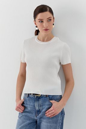 بلوز سفید زنانه ساده Shopping Shop - کد 925651318