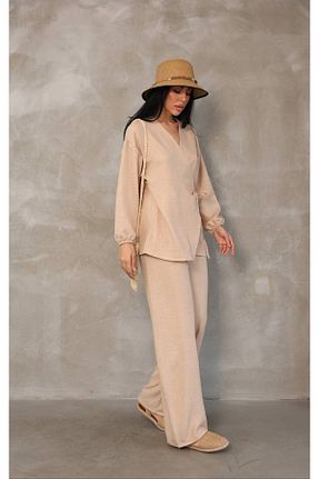 ست بالاتنه و پائین تنه بژ زنانه کتان Modestia - کد 925660103
