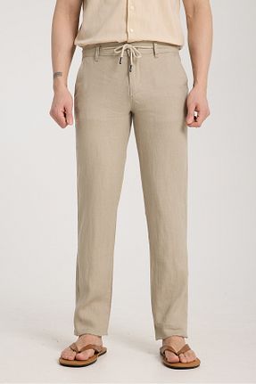 شلوار بژ مردانه کتان muzzo jeans - کد 925659187