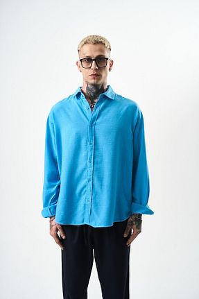 پیراهن آبی مردانه اورسایز Respire - کد 925694964
