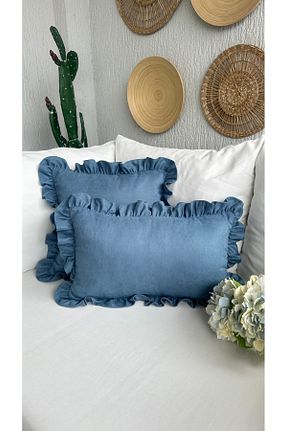کوسن و روکش کوسن آبی مخمل Decamor home - کد 286319266
