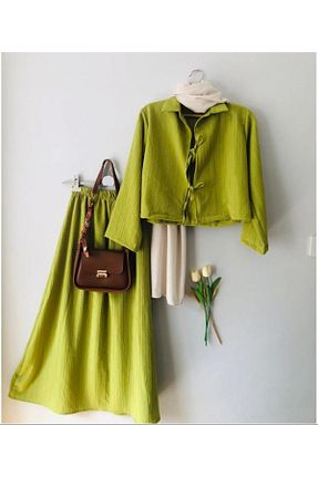 ست بالاتنه و پائین تنه سبز زنانه بافتنی ENDAMIM - کد 922725900