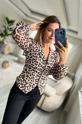 پیراهن قهوه ای زنانه رگولار VZ BUTİK - کد 925706420