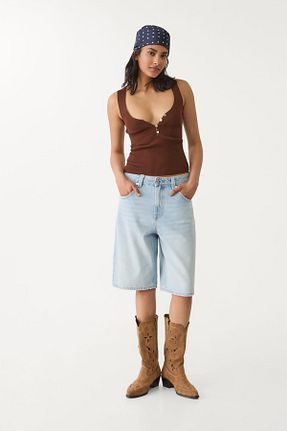 شلوارک و برمودا آبی زنانه فاق افتاده Stradivarius - کد 925705088