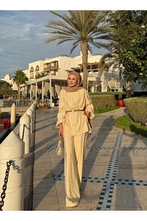 ست بالاتنه و پائین تنه حجاب بژ زنانه رگولار ALPARYA - کد 925711076