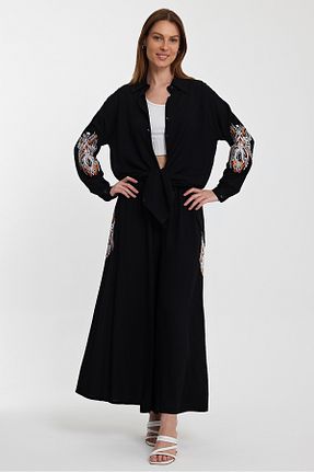 ست بالاتنه و پائین تنه حجاب مشکی زنانه رگولار Genel Markalar - کد 816499793