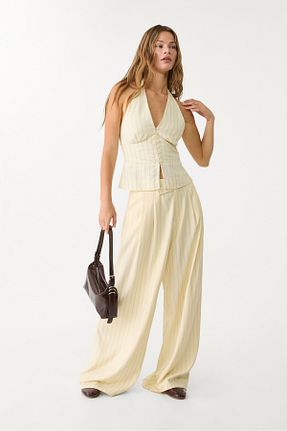 بلوز زرد زنانه ساده Stradivarius - کد 925715501