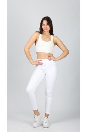 شلوار سایز بزرگ سفید زنانه پنبه ای GÜLİZİM BUTİK - کد 922175145