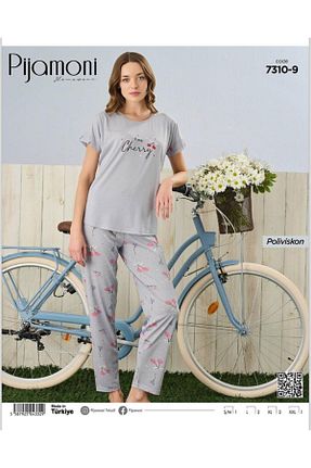 ست لباس راحتی طوسی زنانه طرح دار Pijamoni - کد 925726534