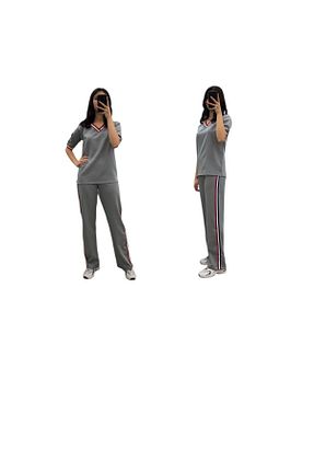 شلوار پارچه ای طوسی زنانه کش دار Att - کد 925728222