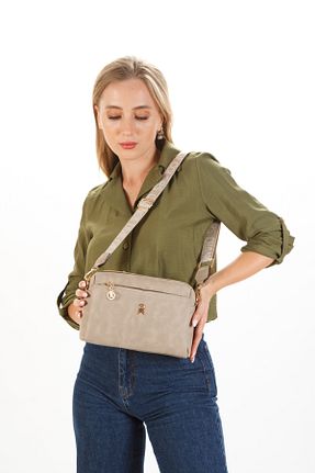 کیف دوشی بژ زنانه چرم مصنوعی Newish Polo - کد 925737505
