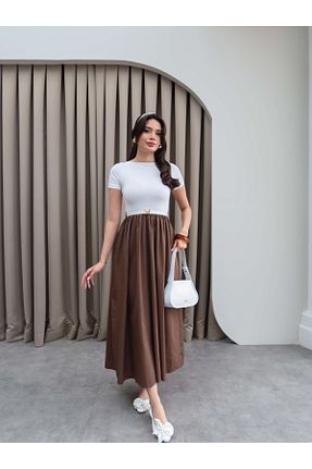 لباس قهوه ای زنانه پنبه پلی استر ESRAHELVACI - کد 925751570