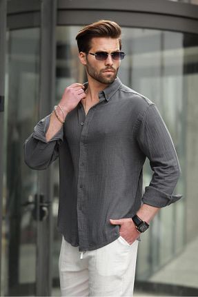 پیراهن طوسی مردانه رگولار Madmext - کد 925754465