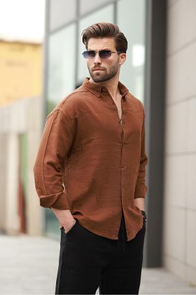 پیراهن قهوه ای مردانه رگولار Madmext - کد 925754556