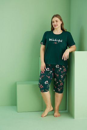 ست لباس راحتی سبز زنانه طرح دار Siyah İnci - کد 925748402