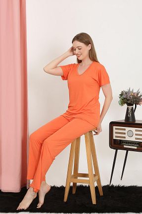 ست لباس راحتی نارنجی زنانه ساده Celira - کد 925759016