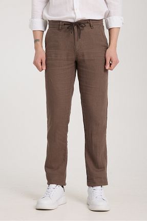 شلوار قهوه ای مردانه کتان muzzo jeans - کد 925790318