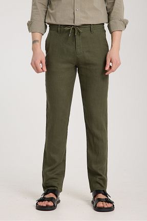 شلوار سبز مردانه کتان muzzo jeans - کد 99107564