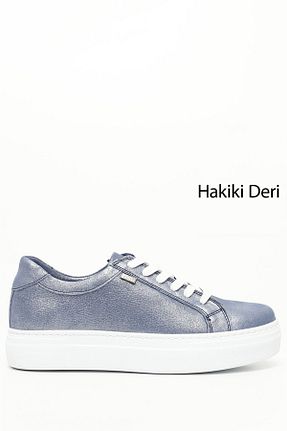 کفش کژوال آبی زنانه چرم خالص GÖNDERİ(R) - کد 692389900