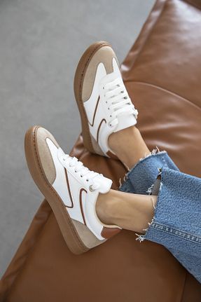کفش اسنیکر قهوه ای زنانه بند دار wolk shoes - کد 894127379