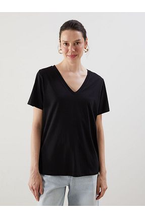تیشرت مشکی زنانه رگولار LC Waikiki - کد 925804009