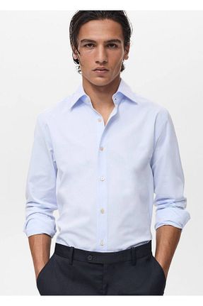 پیراهن آبی مردانه اسلیم MANGO Man - کد 925819750