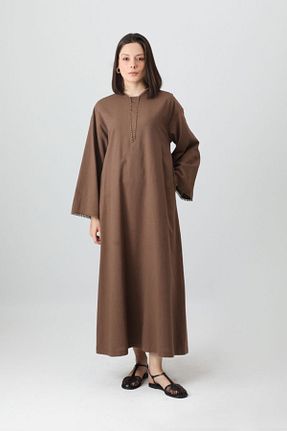 لباس حجاب قهوه ای اورسایز ZÜLAYS - کد 925842344