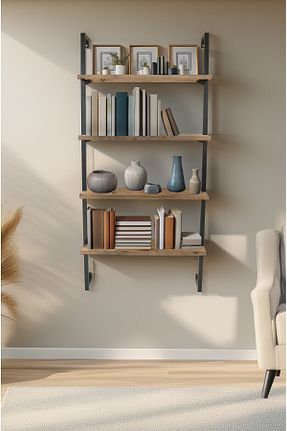 قفسه کتاب قهوه ای 125 سانتی متر Euromob - کد 892720065