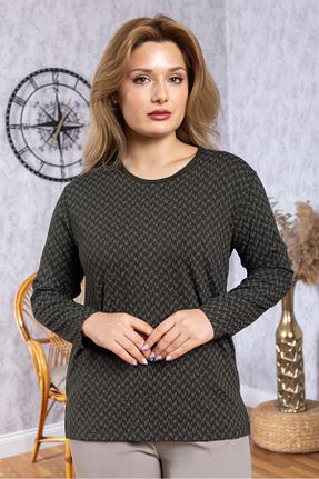 بلوز خاکی زنانه طرح دار Mutlu City - کد 925848373