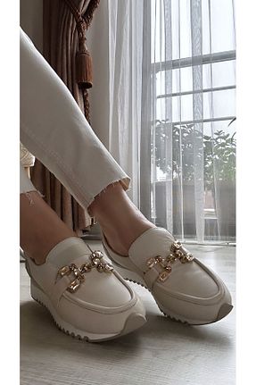 کفش کژوال بژ زنانه چرم خالص Mammamia - کد 925853057