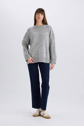 پلیور طوسی زنانه ساده Defacto - کد 889860871