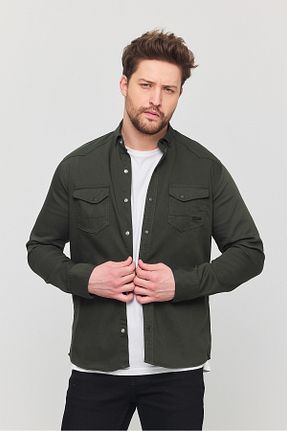 پیراهن خاکی مردانه اسلیم فیت YXC - کد 863475773