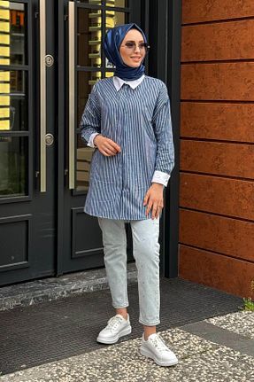 پیراهن حجاب سرمه ای زنانه رگولار Moodbasic - کد 925863617