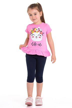 ست بالاتنه و پائین تنه صورتی بچه گانه بافت zepkids - کد 926004129
