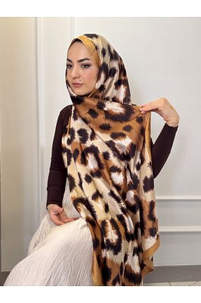 دستمال گردن قهوه ای زنانه ابریشم NEDEFİT - کد 926005463