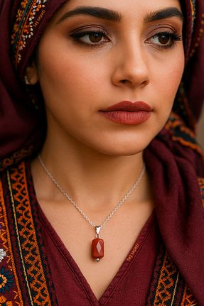 گردنبند جواهر قهوه ای زنانه سنگ طبیعی TAŞ SEPETİ - کد 925869617
