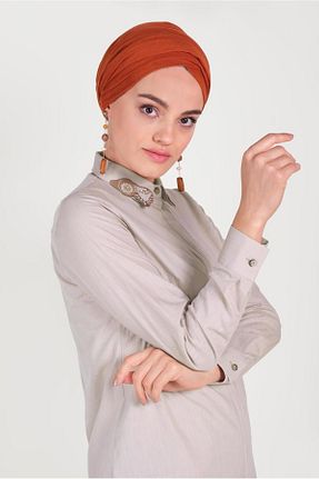 تونیک حجاب بژ زنانه پنبه ای Alvina - کد 872832655