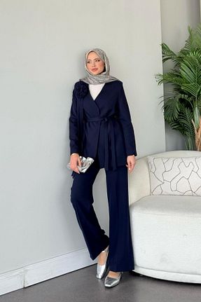 ست بالاتنه و پائین تنه حجاب سرمه ای رگولار HAZA MODA - کد 925873082
