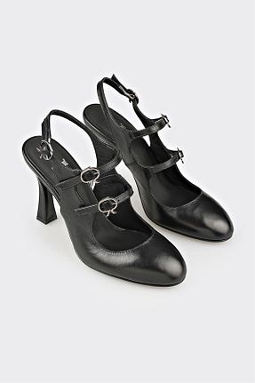 کفش پاشنه بلند کلاسیک مشکی زنانه چرم خالص Elle - کد 925873130