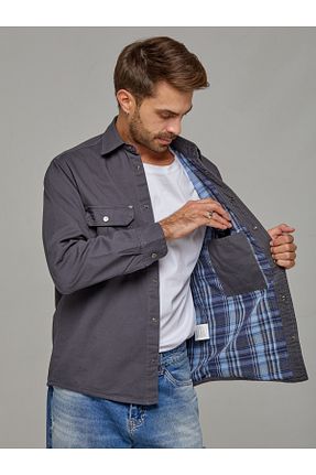 پیراهن طوسی مردانه رگولار muzzo jeans - کد 874767163
