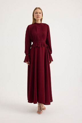 لباس حجاب زرشکی زنانه رگولار Birgül Bektaş - کد 897942098