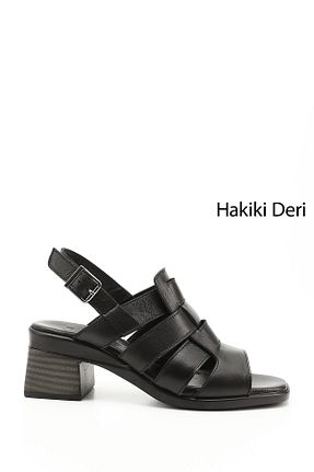 صندل مشکی زنانه پاشنه ضخیم GÖNDERİ(R) - کد 925912493