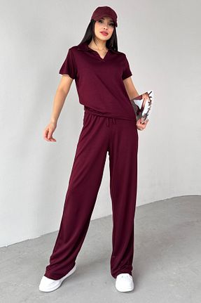 ست بالاتنه و پائین تنه زرشکی زنانه پنبه ای Cappmoda - کد 925910716