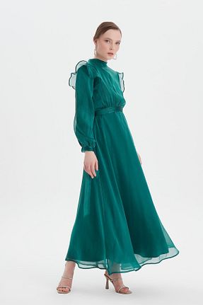 لباس مجلسی حجاب سبز زنانه یقه دوچرخه Birgül Bektaş - کد 345608451