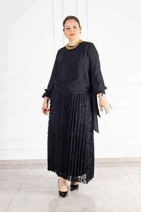 دامن سایز بزرگ مشکی زنانه دانتل Bedrinxxl - کد 925927042