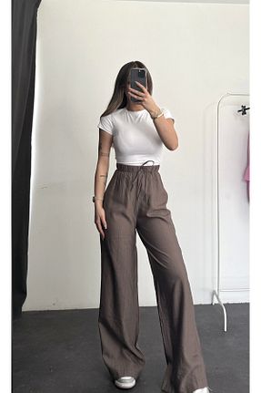 شلوار قهوه ای زنانه پاچه گشاد nona butik - کد 926027404
