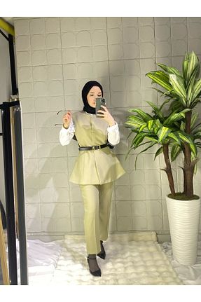 ست بالاتنه و پائین تنه حجاب خاکی زنانه Asimetrik MISRA GİYİM AYSEL ATEŞ - کد 925936997