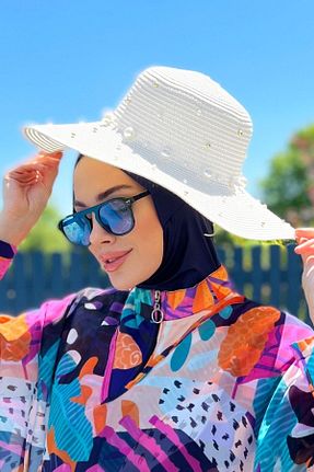 کلاه سفید زنانه حصیر Remsa Mayo - کد 744668177